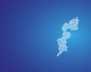IT-Umriss des österreichische Bundeslandes Burgenland auf blauem Hintergrund