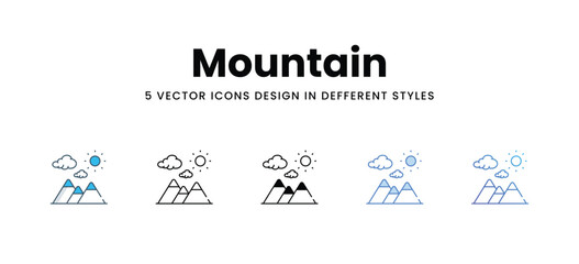 Mountain icons in different style vector stock illustration