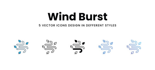 Wind Burst icons in different style vector stock illustration