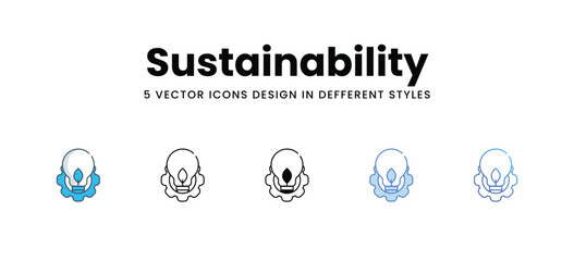 Sustainability icons in different style vector stock illustration