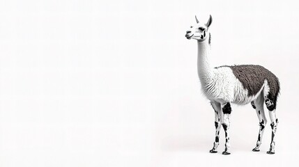 Fototapeta premium Elegant Black and White Llama Standing Gracefully Isolated