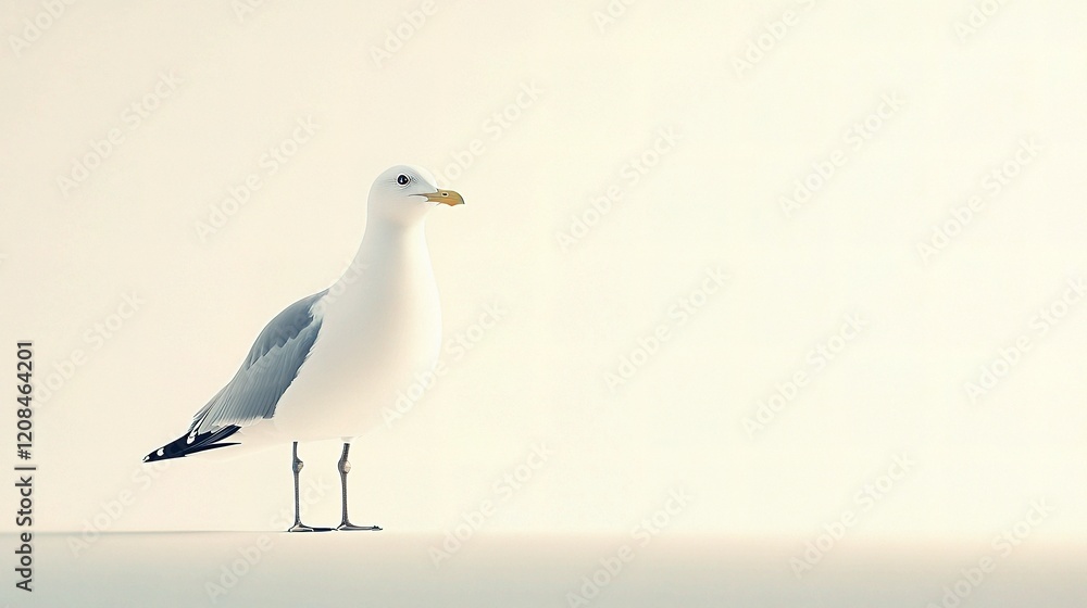 Poster isolated seagull standing on a blank background with soft lighting