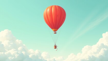 Fototapeta premium A balloon released into the sky disappearing into the clouds. Motherless illustration, HD Backgrounds