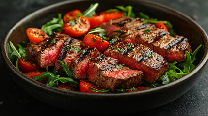grilled meat with vegetables, stew with vegetables