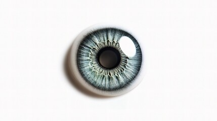 Clear Contact Lens with Subtle Reflections Isolated on White Background