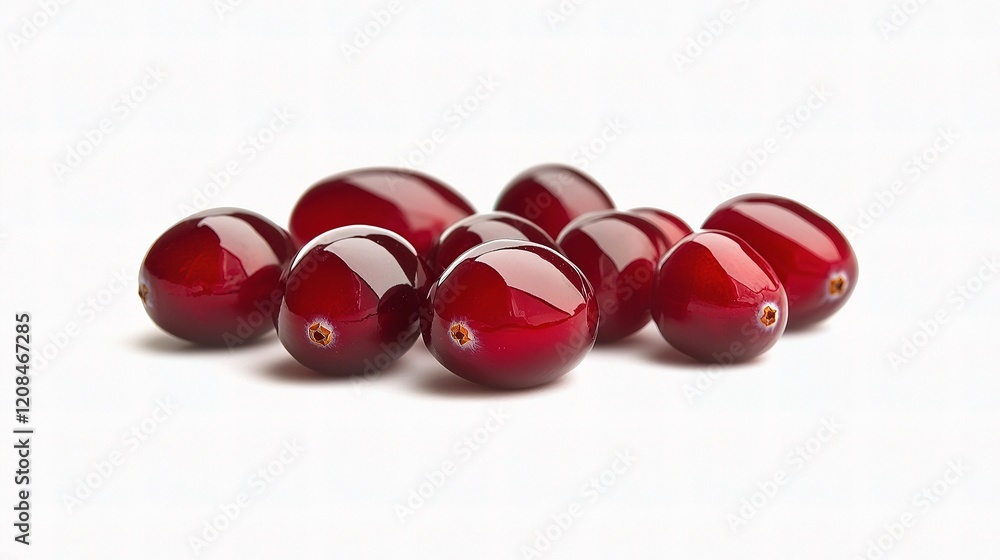 Poster glossy cranberry berries with precise clipping path isolated