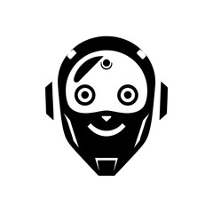 Bot or chatbot icon. Minimalist Robot Head with Cheerful Expression on Clean Background
