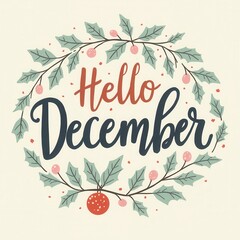 Hello December Illustration &ndash; Pastel Colors, Christmas Theme