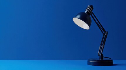 Blue background, desk lamp, workspace, study, light