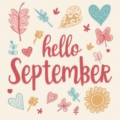Hello September Illustration – Pastel Colors, Back to School Theme