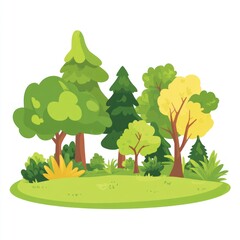 Obraz premium A vibrant illustration of a lush green forest scene