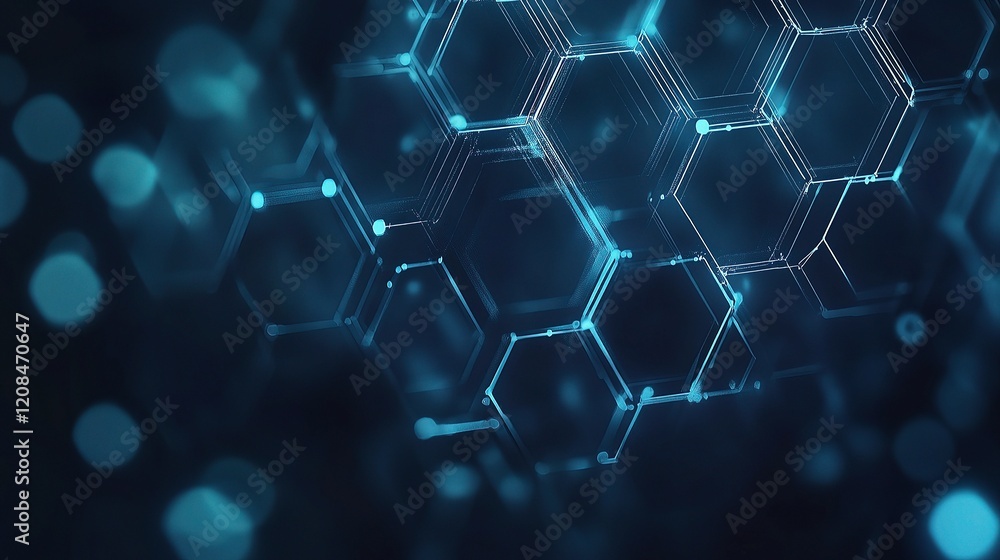 Poster abstract medical technology background with hexagon lines and scale