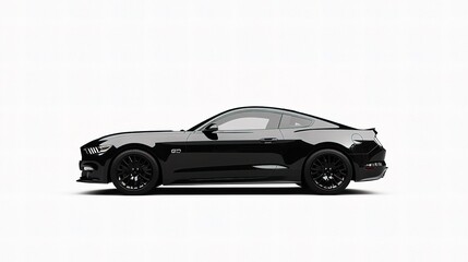 Obraz premium Glossy Black Sport Car Side View with Sleek Lines and Finish