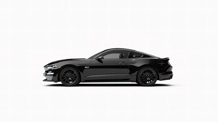 Sleek Sport Car in Glossy Black Finish from Side View Perspective