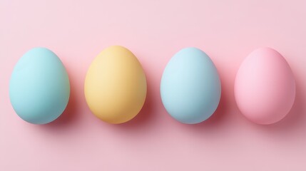 Colorful easter eggs on pink background for festive decoration and celebration