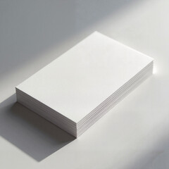 Clean blank business cards stacked on modern surface, branding potential