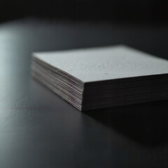 Stack of blank paper on dark surface, simplicity and creativity