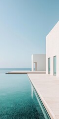 summertime, swimming pool in a resort, minimalistic