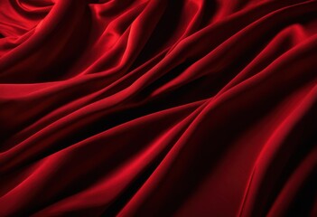 vibrant red fabric draped dramatic folds highlighting luxurious textures elegant flow, bold, bright, vivid, rich, striking, smooth, soft, plush, flowing