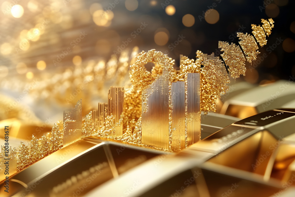 Poster generative ai on theme of beautiful gold growth chart for design natural abstract background