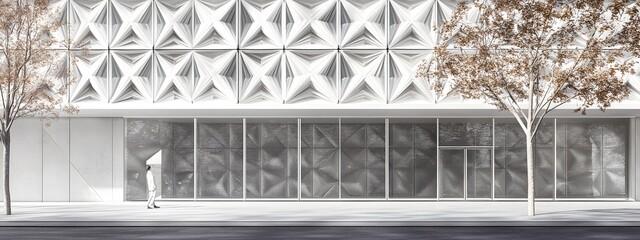 Geometric Abstract Pattern in White
