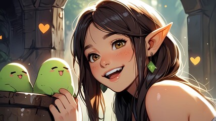 A smiling anime style girl