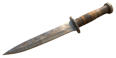 medieval knife, soft focus isolated on the transparent background
