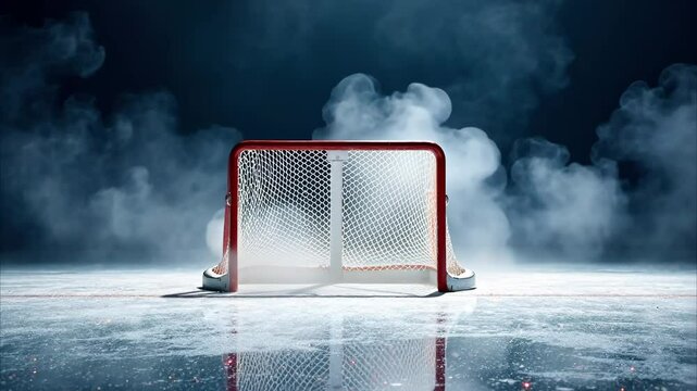 hockey background stadium with space for text and hockey goals . layout for hockey advertising. sport banner . mock up.