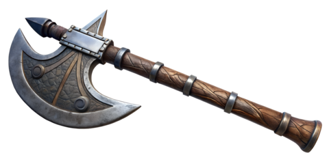 medieval axe, soft focus isolated on the transparent background