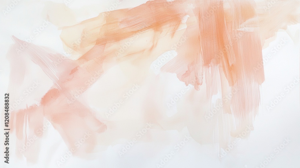 Poster soft orange brushstrokes create a soothing and elegant abstract painting on a pristine white backgro