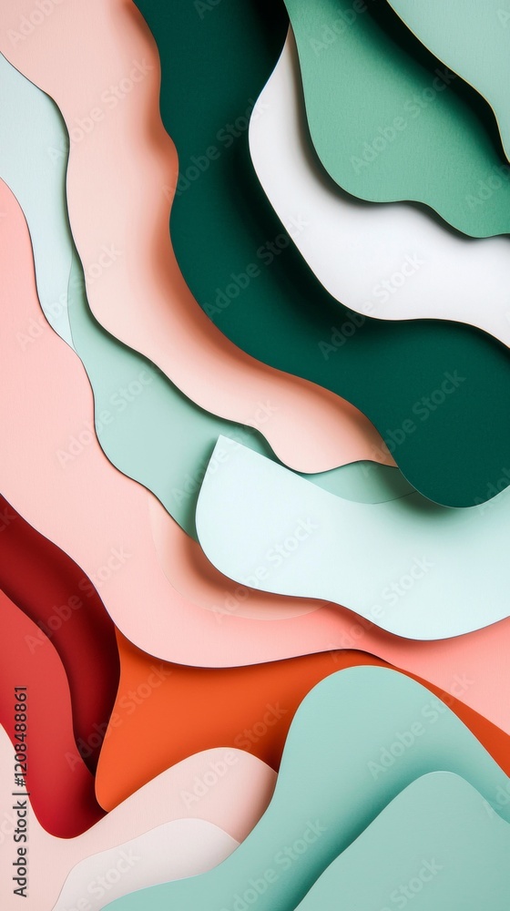 Poster colorful wavy paper stripes are creating an abstract background design with a beautiful and modern a