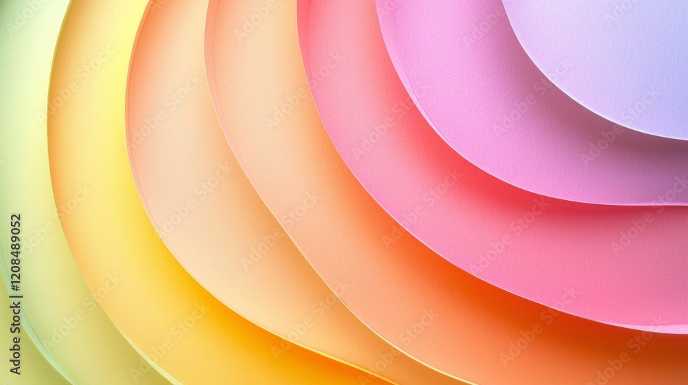 Poster smooth, curved layers of colorful paper overlapping create a visually captivating abstract design, f