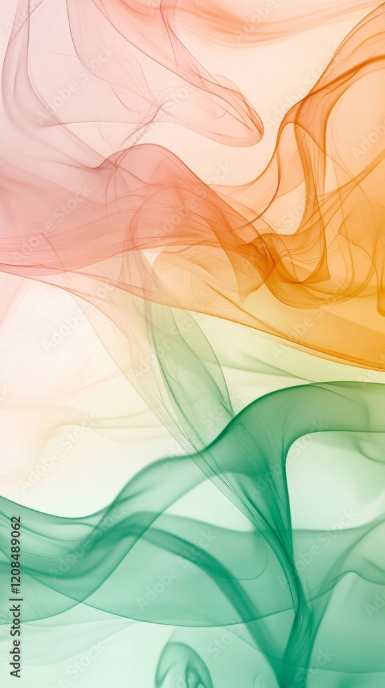 Poster colorful abstract smoke pattern creating a vibrant gradient backdrop, featuring smooth lines and swi