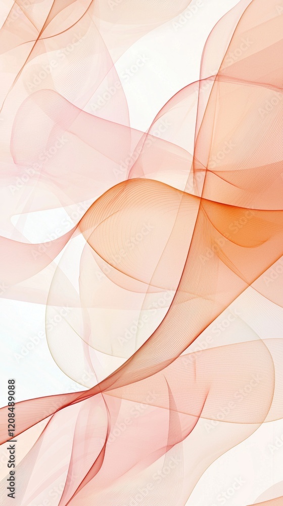 Aufkleber smooth orange and pink abstract waves are creating a beautiful and elegant design on a clean white b