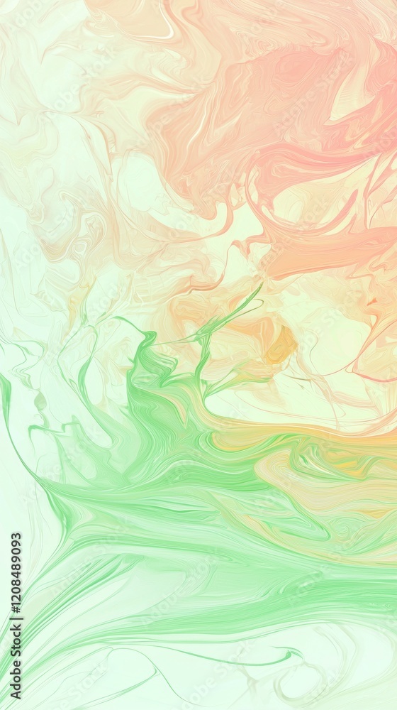 Poster pastel green and orange blend seamlessly in a mesmerizing marble effect, creating a visually stunnin