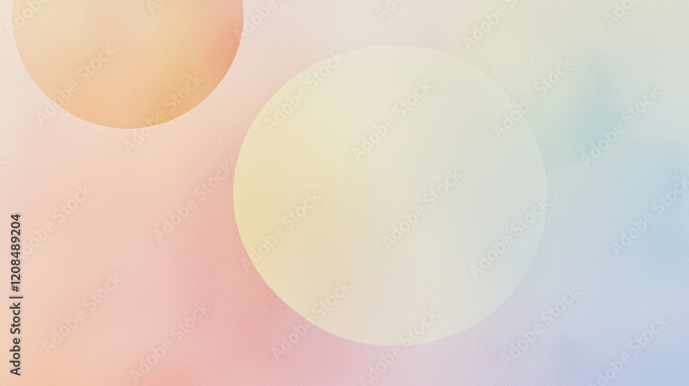 Poster pastel-colored gradient background featuring overlapping circles, creating a soft, dreamy, and ether
