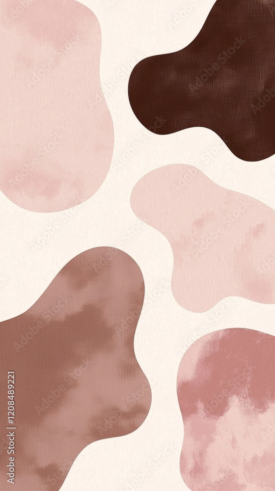 Poster Modern abstract background showcasing a harmonious blend of pink and brown organic shapes, creating a visually appealing and artistic design with a touch of elegance