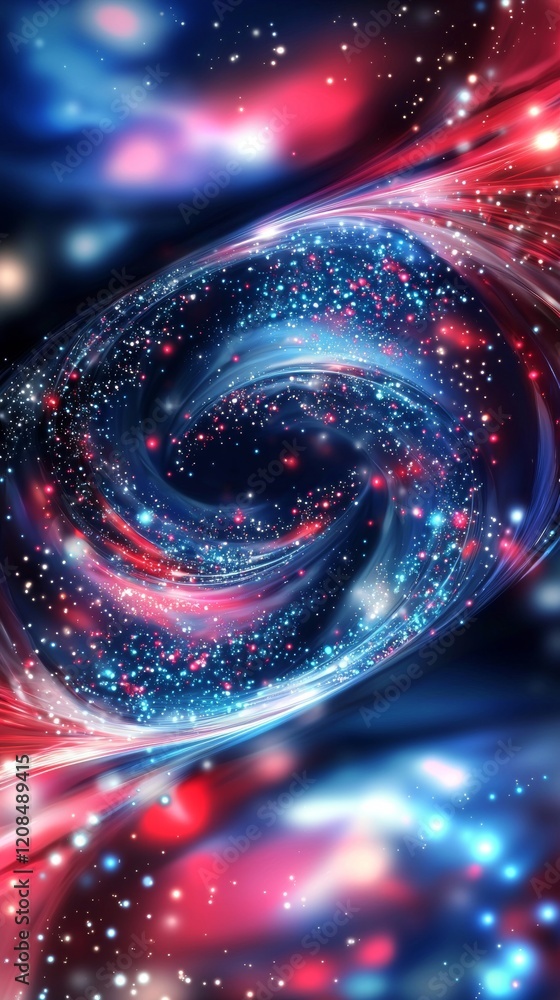 Poster colorful nebulae clouds are swirling around a central vortex, creating a mesmerizing cosmic scene fi