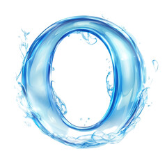 A stylized letter "O" made of water, showcasing fluidity and movement.