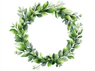 Obraz premium Watercolor Vector Wreath with Green Eucalyptus Leaves and Branches for Decoration or Design