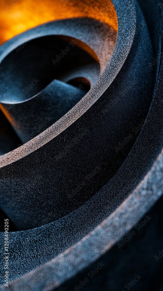 Poster abstract foam material forming a captivating spiral structure, illuminated by a warm, inviting light