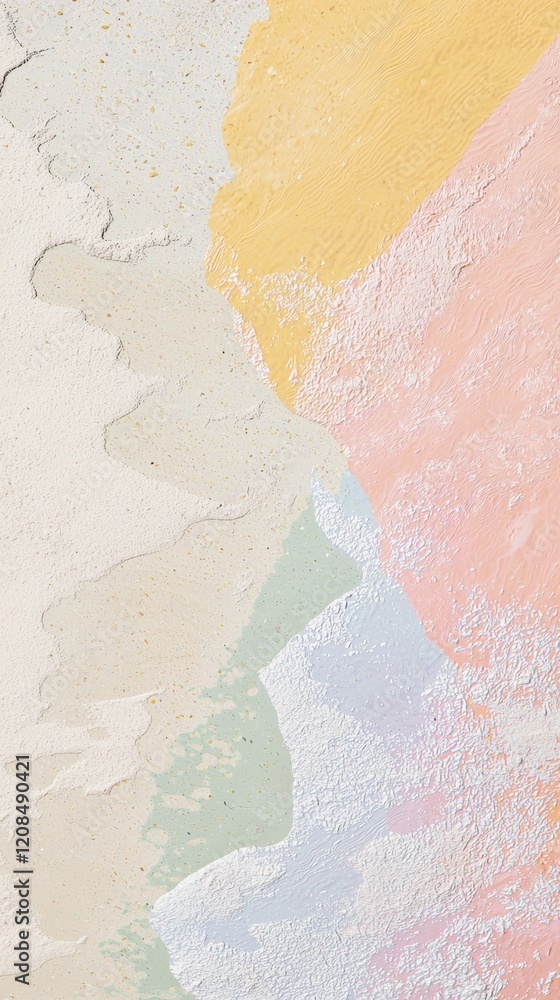 Poster colorful pastel paints mixing on a textured background create an engaging abstract design, featuring