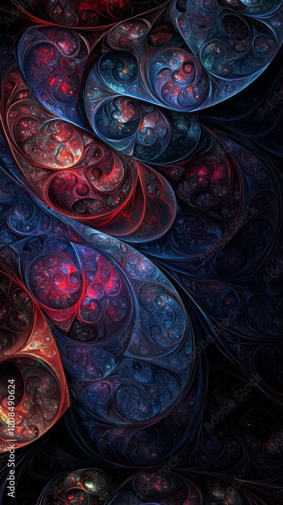 Aufkleber red and blue swirls intertwine, forming an intricate abstract pattern that evokes a sense of depth a