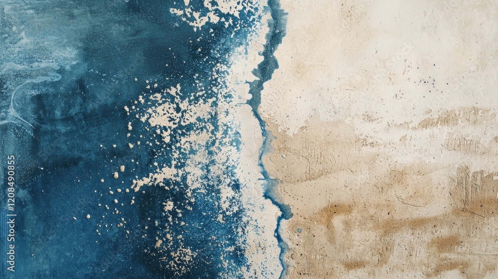 Aufkleber blue and beige textured backgrounds merging in the center, creating an abstract design filled with v