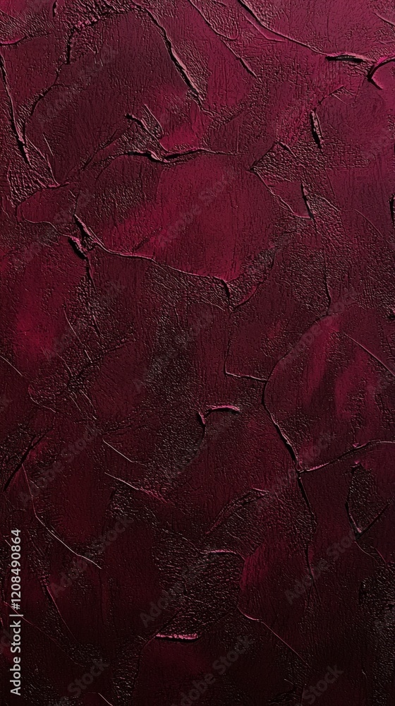 Poster deep red textured background featuring rich brush strokes and intricate cracks, creating a dramatic 