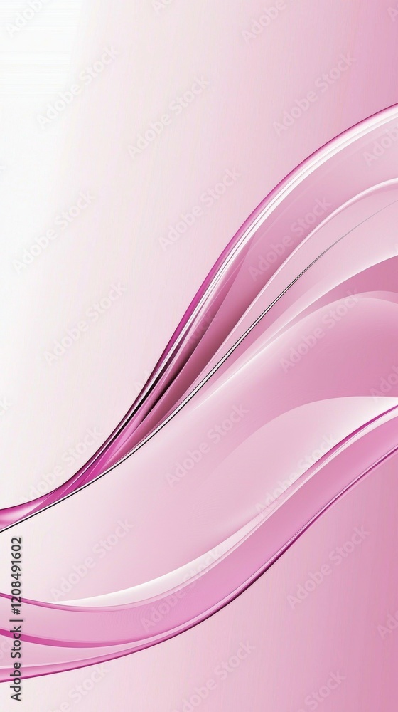 Poster smooth pink waves are creating a dynamic and elegant composition on a soft gradient background, perf