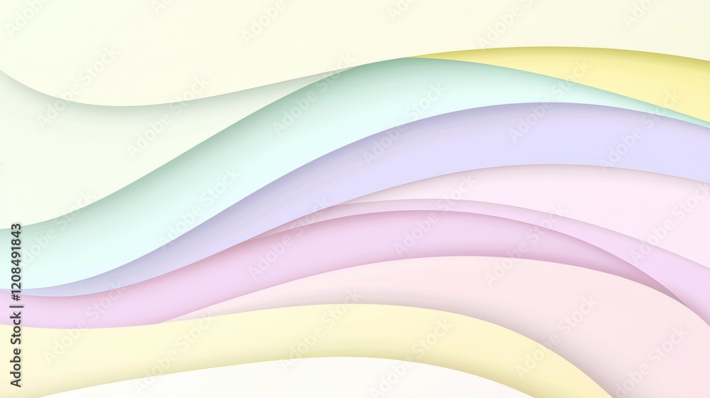 Poster soft pastel color waves overlapping create a soothing and elegant abstract background design, enhanc