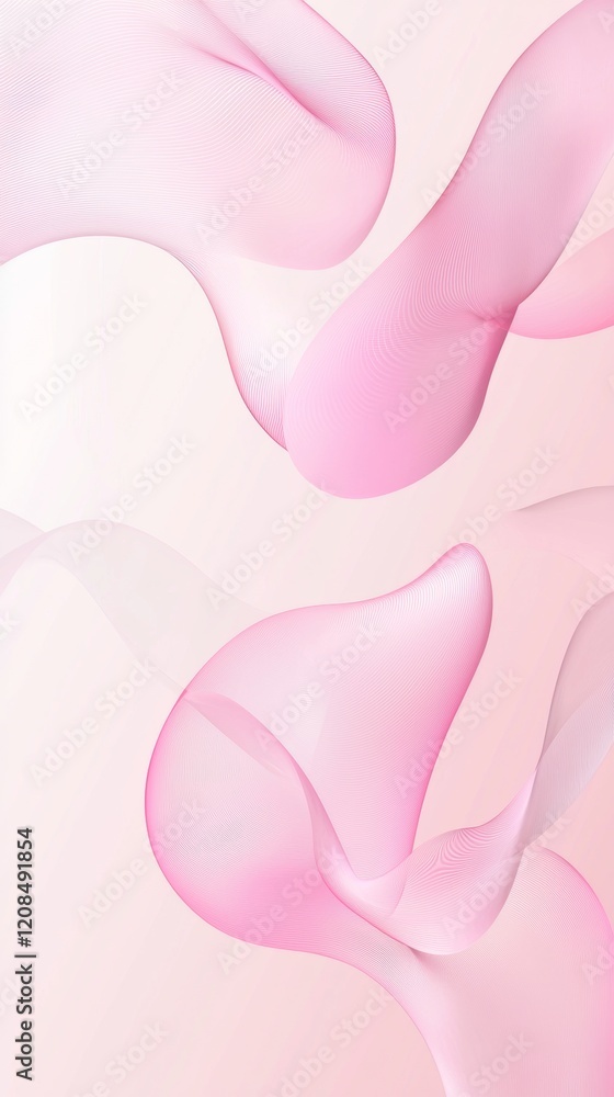 Aufkleber flowing pink abstract lines create dynamic shapes against a gradient background, forming an elegant 