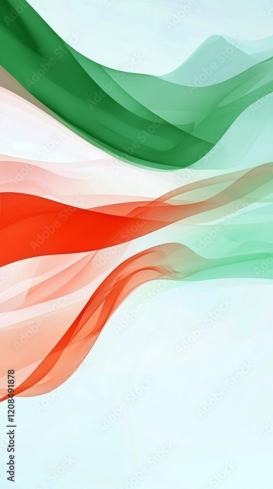 Poster smooth and elegant abstract design featuring flowing red and green stripes creating a dynamic and vi