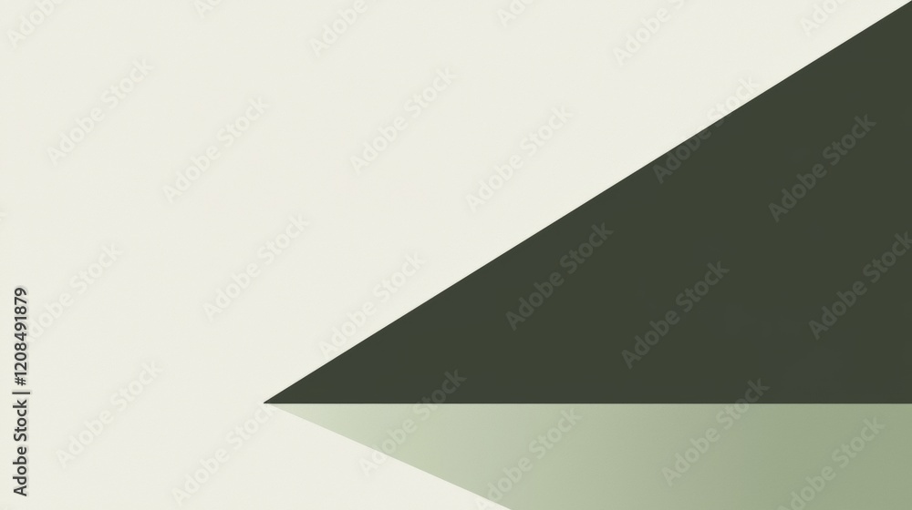 Poster green triangle intersecting with white background creating a minimalist and modern design, with a su